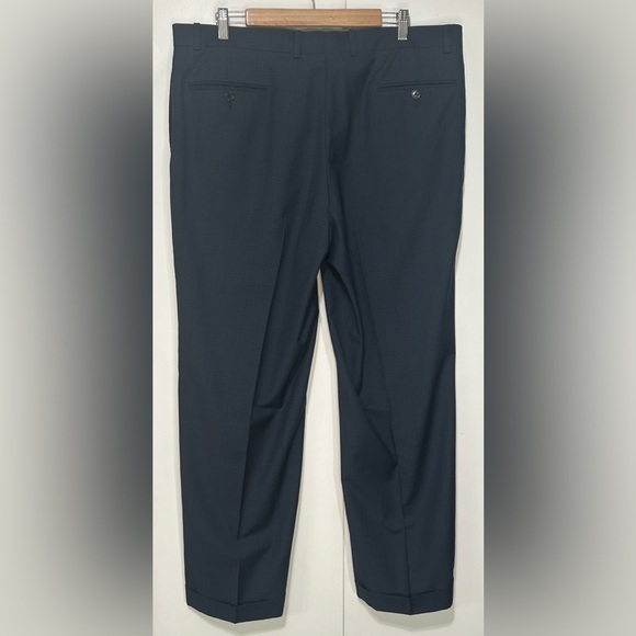 Sean John Fine Tailored Blue Plaid Cuffed Business Wear Trousers size 40Wx30L - Picture 3 of 12